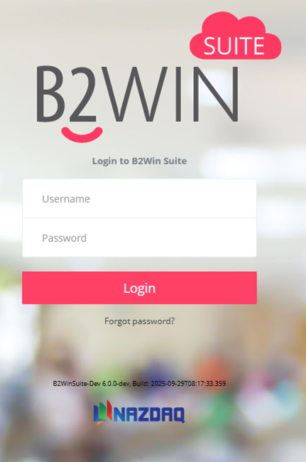 Login screen