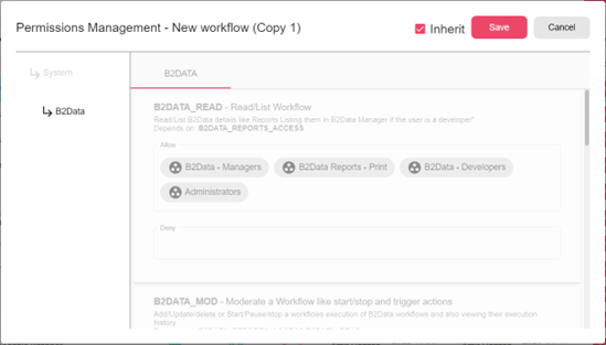 Permissions dialog