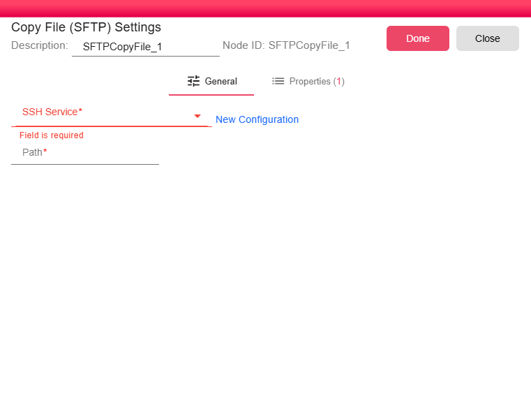 Read File (SFTP) node settings